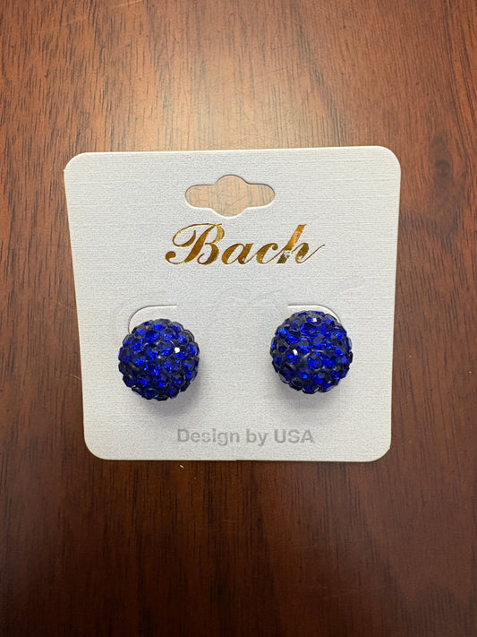 Blue Sparkly Round Studs
