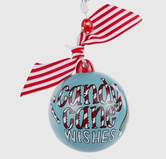 Candy Cane Wishes Christmas Ornament- 6” Ceramic