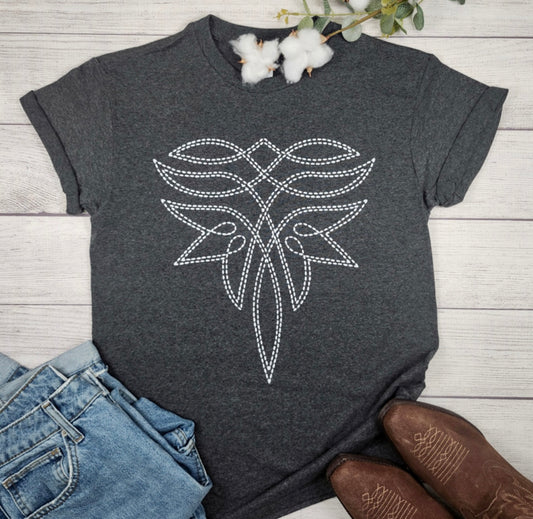 Charcoal Boot Stitch Tee