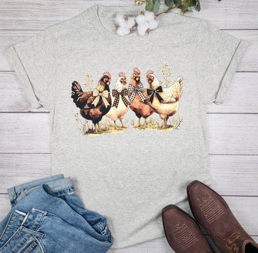 Beige Chickens with Coquette Bows Tee
