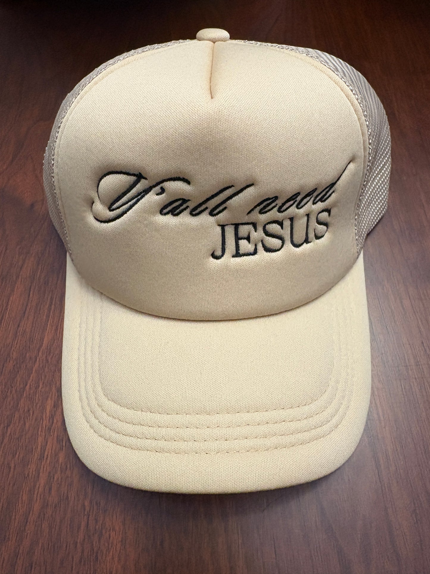 Beige Y’all Need Jesus Stitched Hat