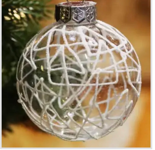 Frosted Geometric Glass Christmas Ornament