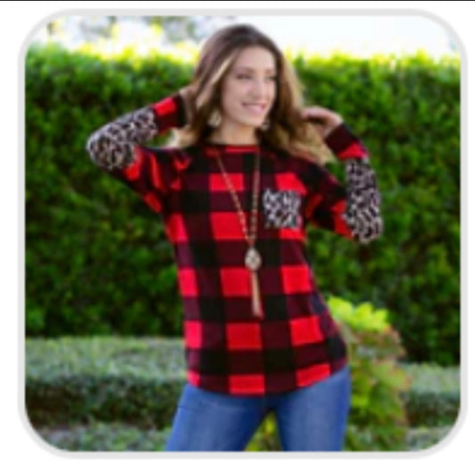 Buffalo Plaid & Leopard Long Sleeve