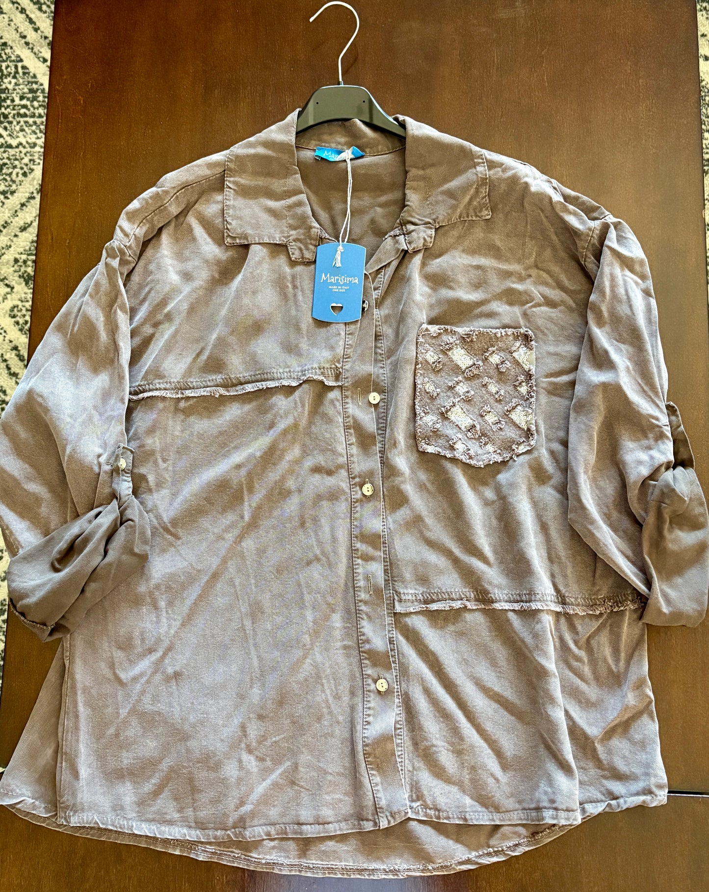 Marisima Button Up Blouse - Taupe