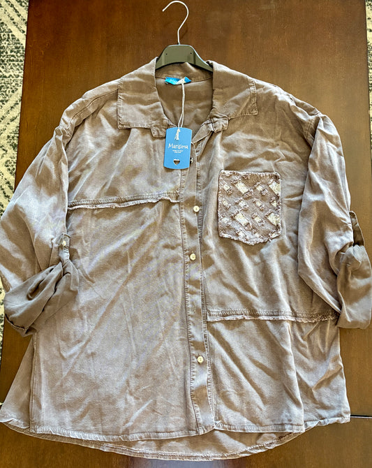 Marisima Button Up Blouse - Taupe