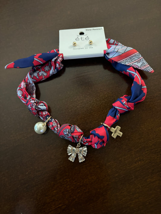 Scarf Necklace with Charms