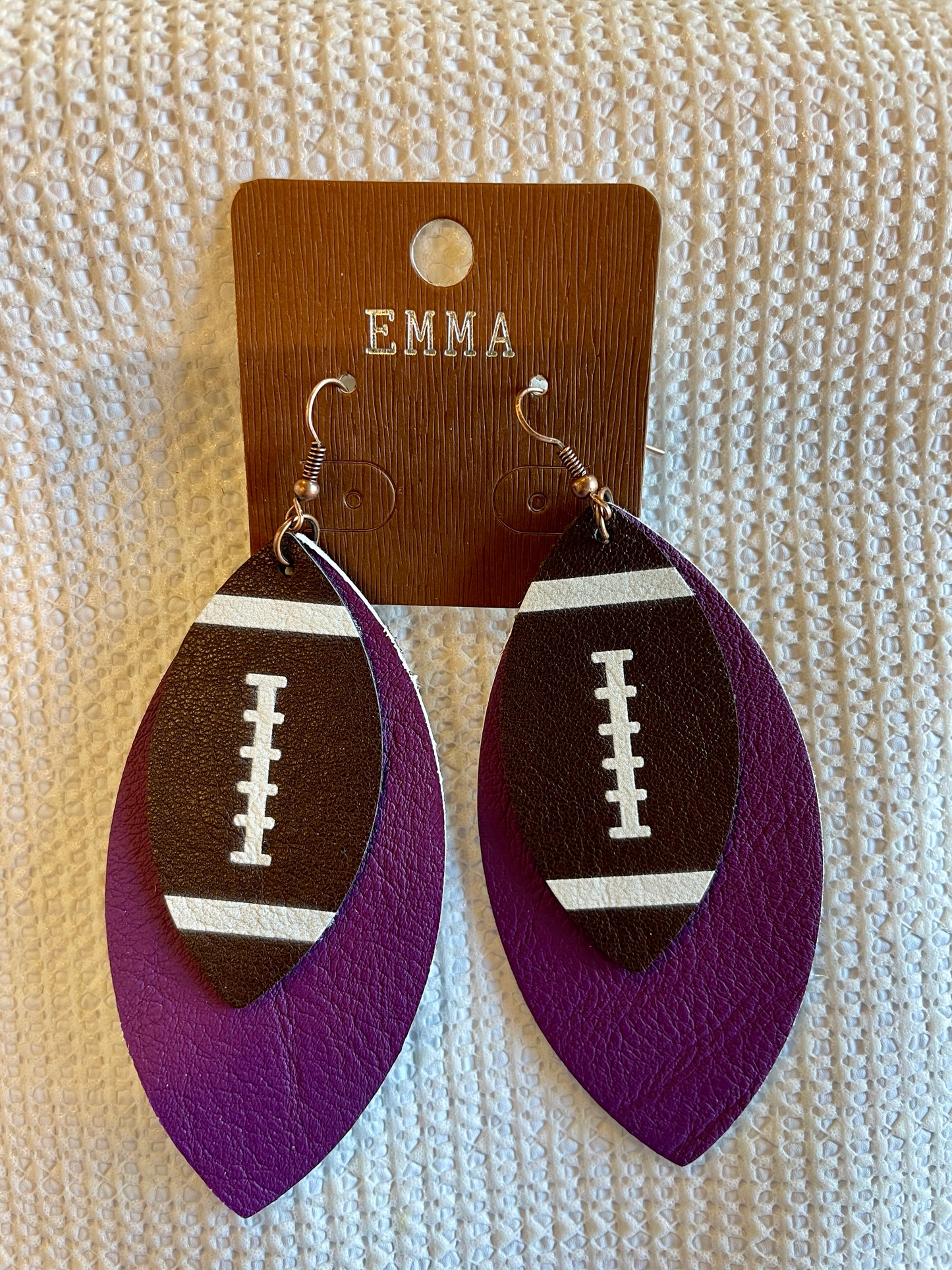 Purple Football Dangle Earrings