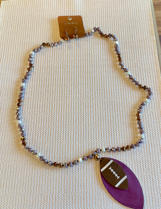 Purple Football Necklace set