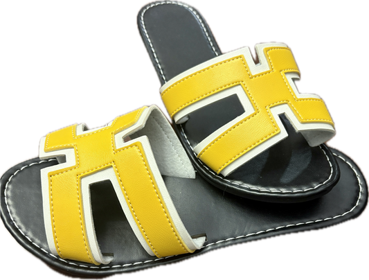 Yellow Strap Flat Sandals Sz 9