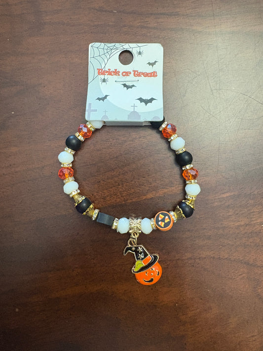 Trick or Treat Halloween Bracelet with Pumpkin Charm