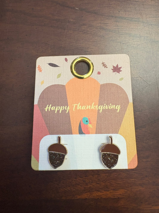 Happy Thanksgiving Acorn Earrings