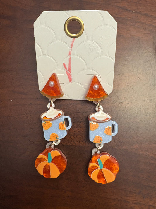 Pumpkin Pie, Pumpkin Spice, Pumpkin Dangle Earrings