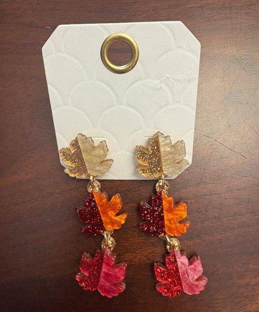 Multi-Colored Leaf Dangle Earrings