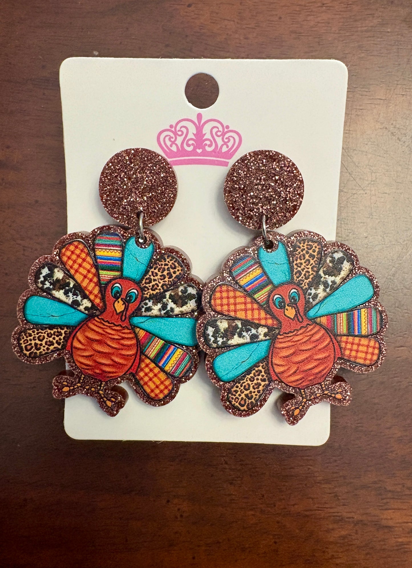 Glitter Turkey Dangle Earrings