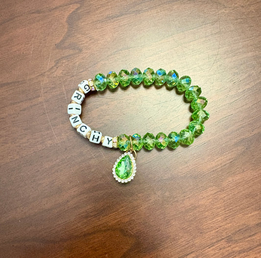 Grinchy Green Beaded Bracelet with Green Charm