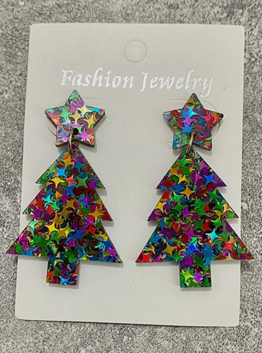 Acrylic Multicolored Christmas Tree earrings