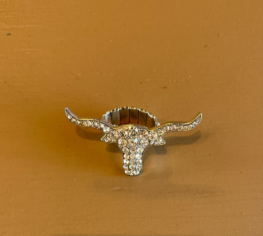 Rhinestone Longhorn Ring