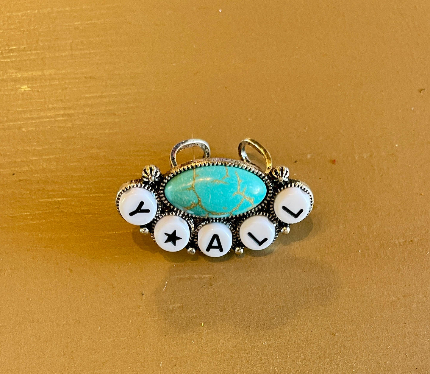 “Y*ALL” and Turquoise Adjustable Ring