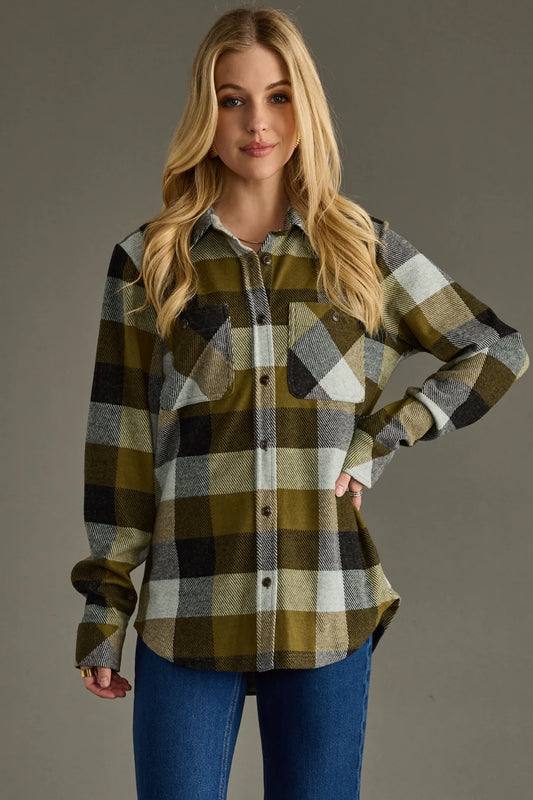 Easton Olive Green Plaid Shacket