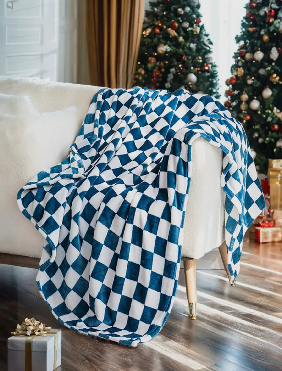 Checkered Printed Soft Throw Blanket
