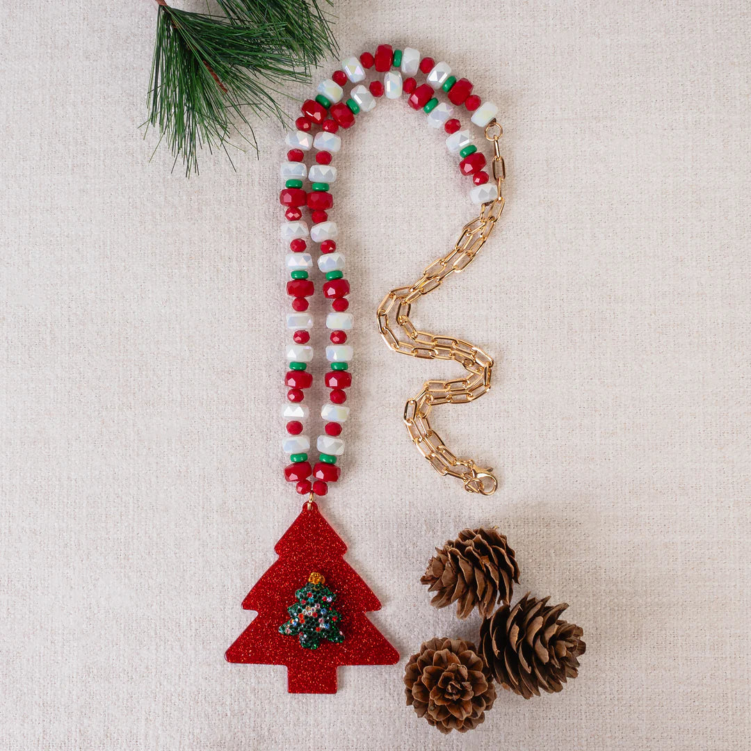 Christmas Tree Necklace-Red