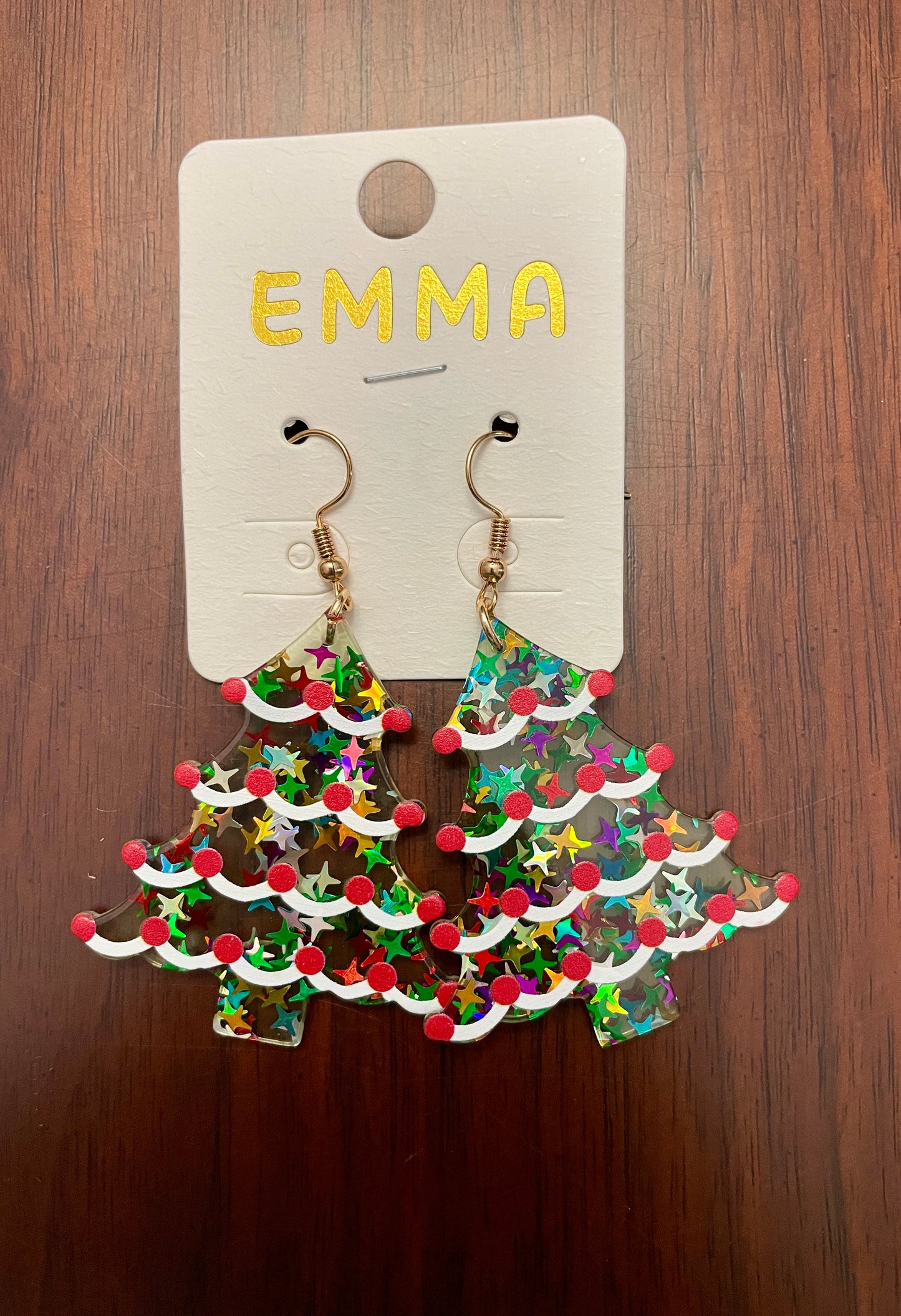 Clear Christmas Tree Earrings