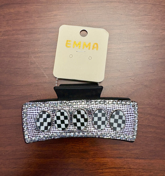 Checkered Hair Clips - Black & White