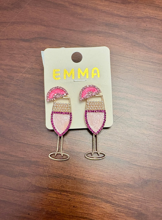 Pink Champagne Glass with Pearls