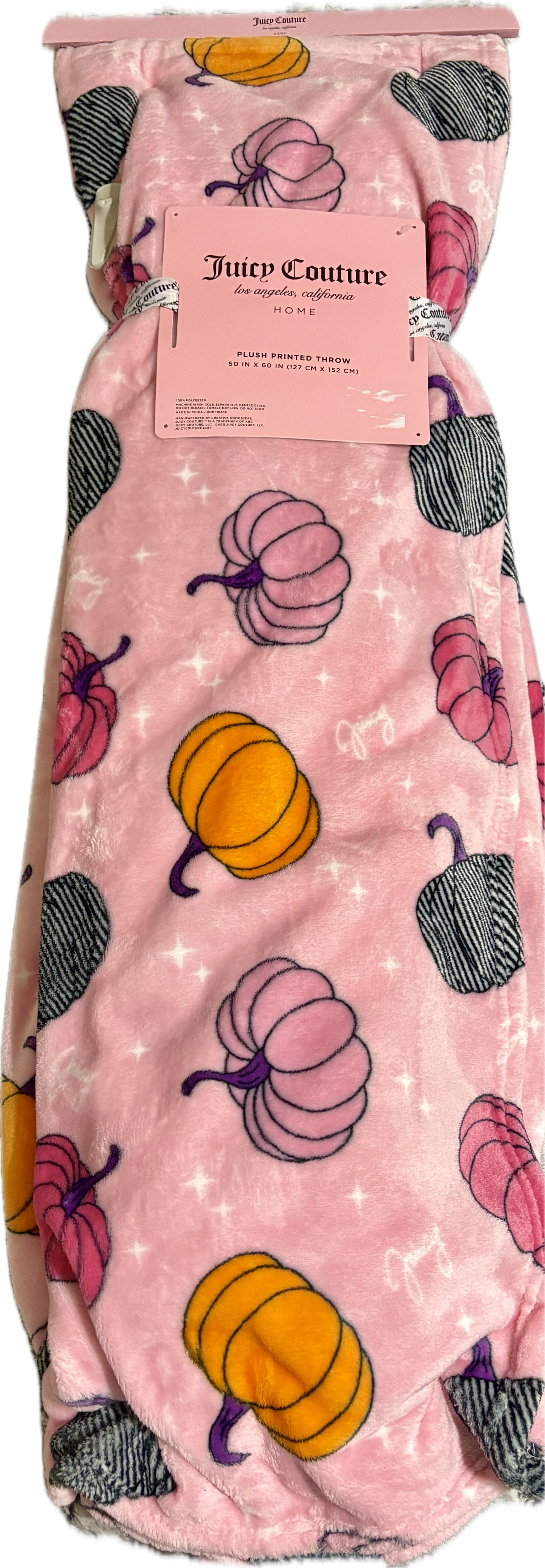 Juicy Couture Pink Blanket with Mulicolored Pumpkins