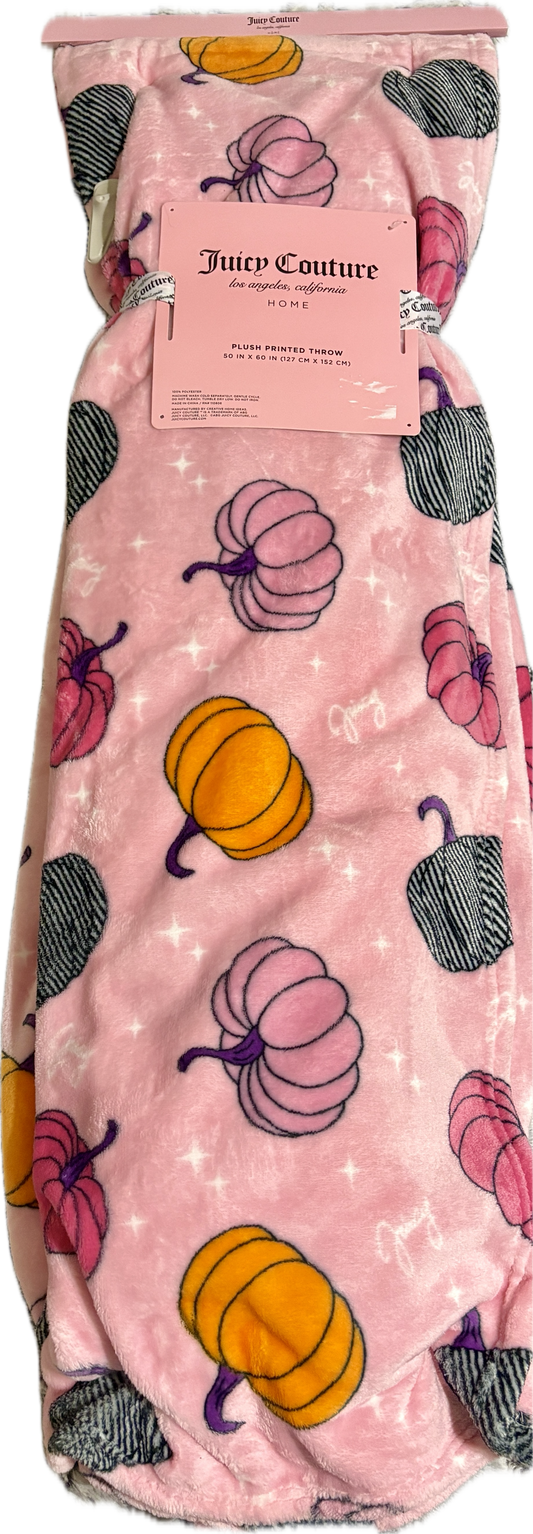 Juicy Couture Pink Blanket with Mulicolored Pumpkins