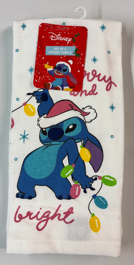 Disney Stitch Set of Two Kitchen Christmas Towels