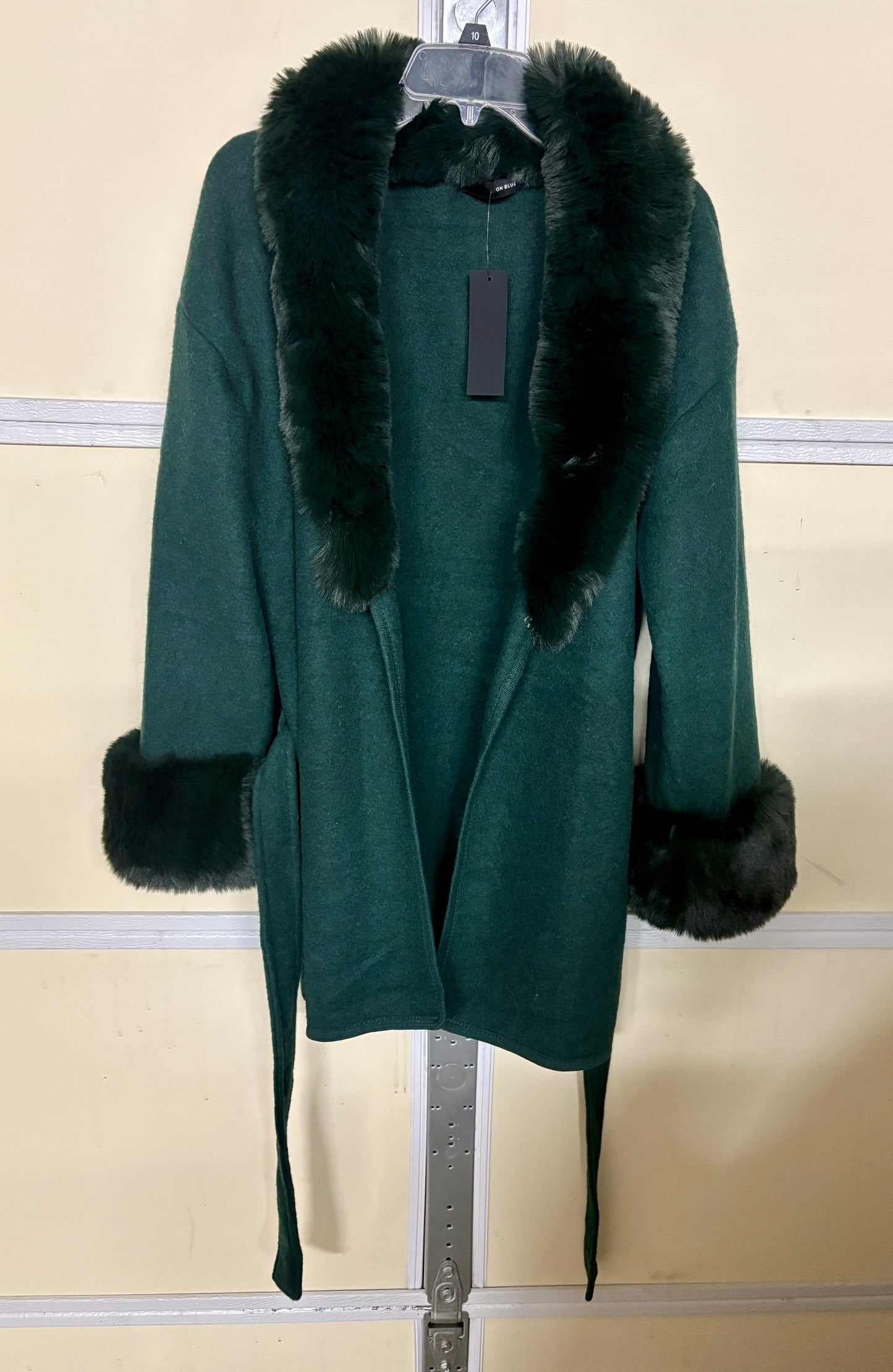 Emerald Green Shawl Jacket with Faux Fur