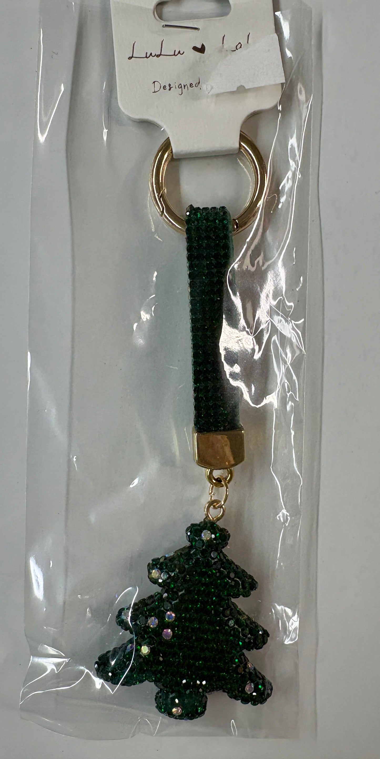 Rhinestone Christmas Tree Keychain