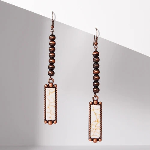 Stone Beaded Pendant Earrings