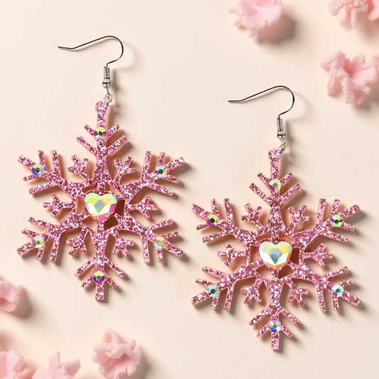 Pink Snowflake Earrings