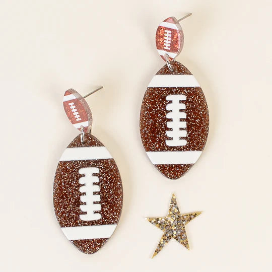 Football Earrings - Brown
