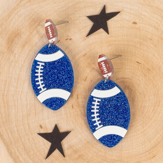 Football Earrings - Royal Blue