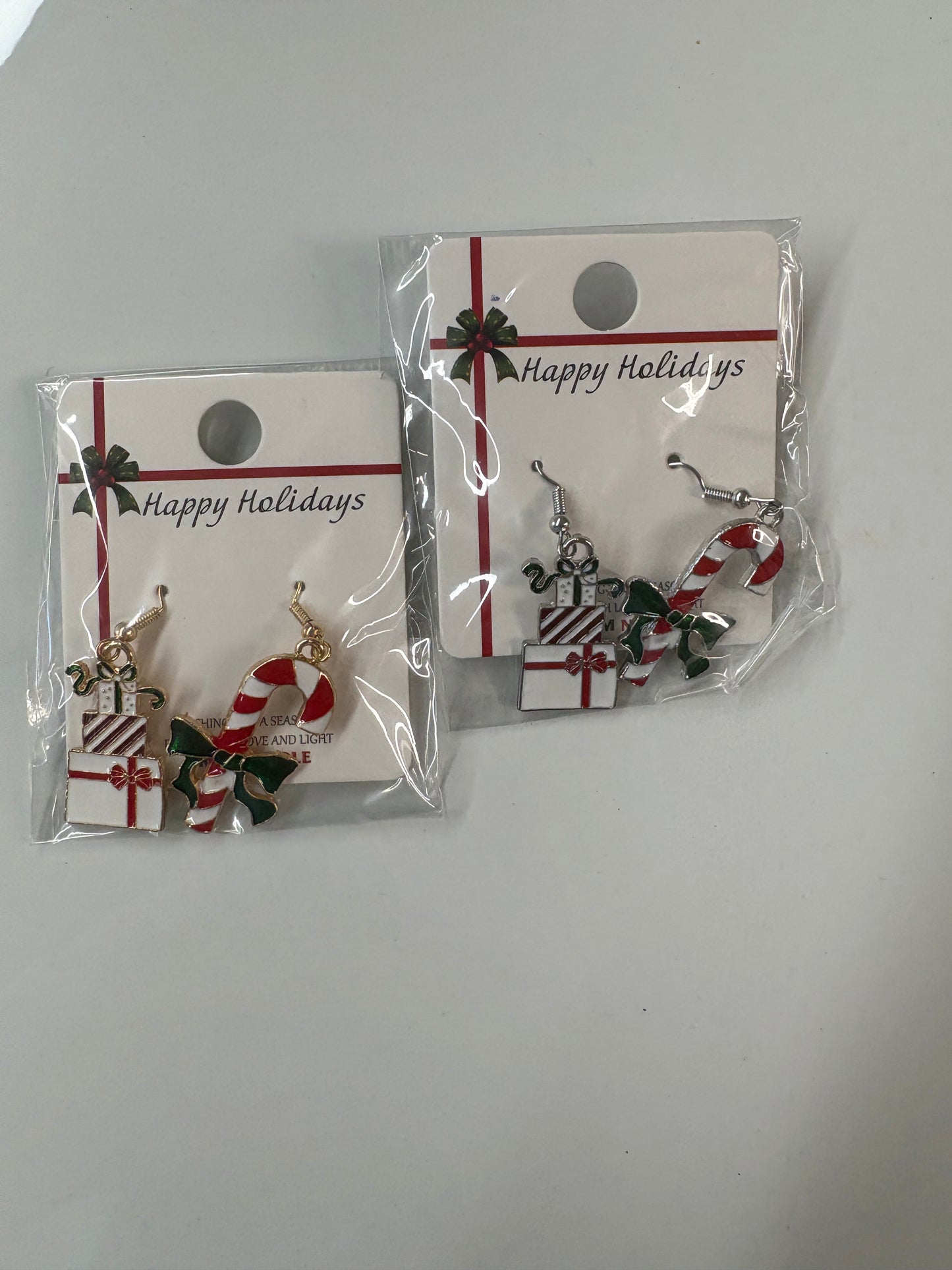 Christmas Earrings with Presents and Candycane