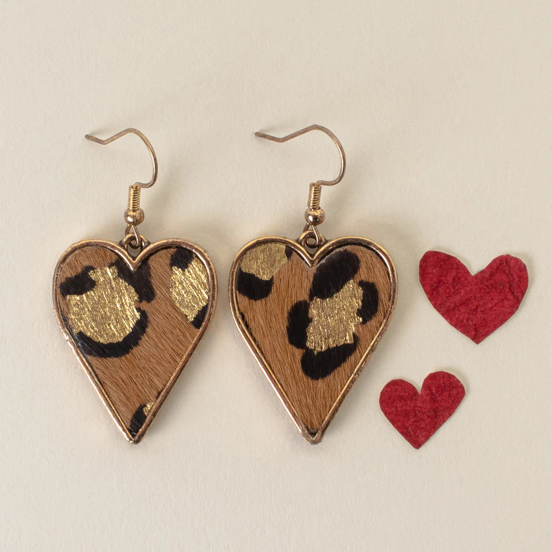 Leopard Heart Earrings