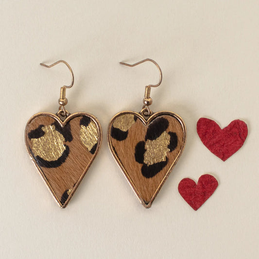 Leopard Heart Earrings