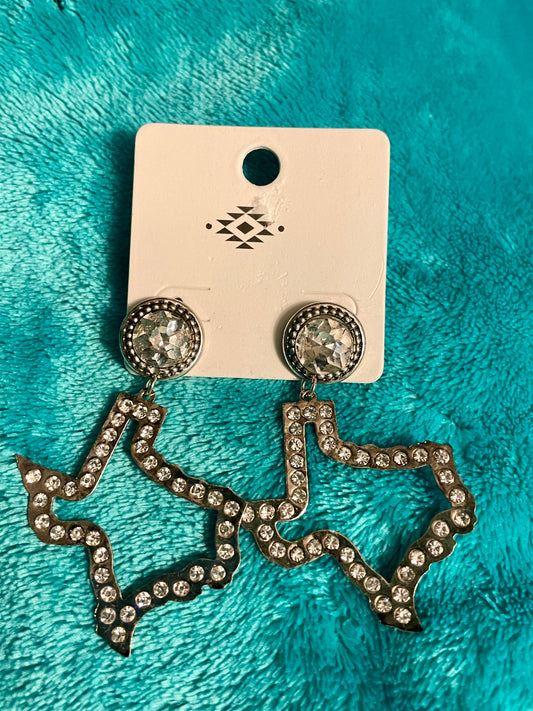 Stone Dangle Texas Shaped Earrings