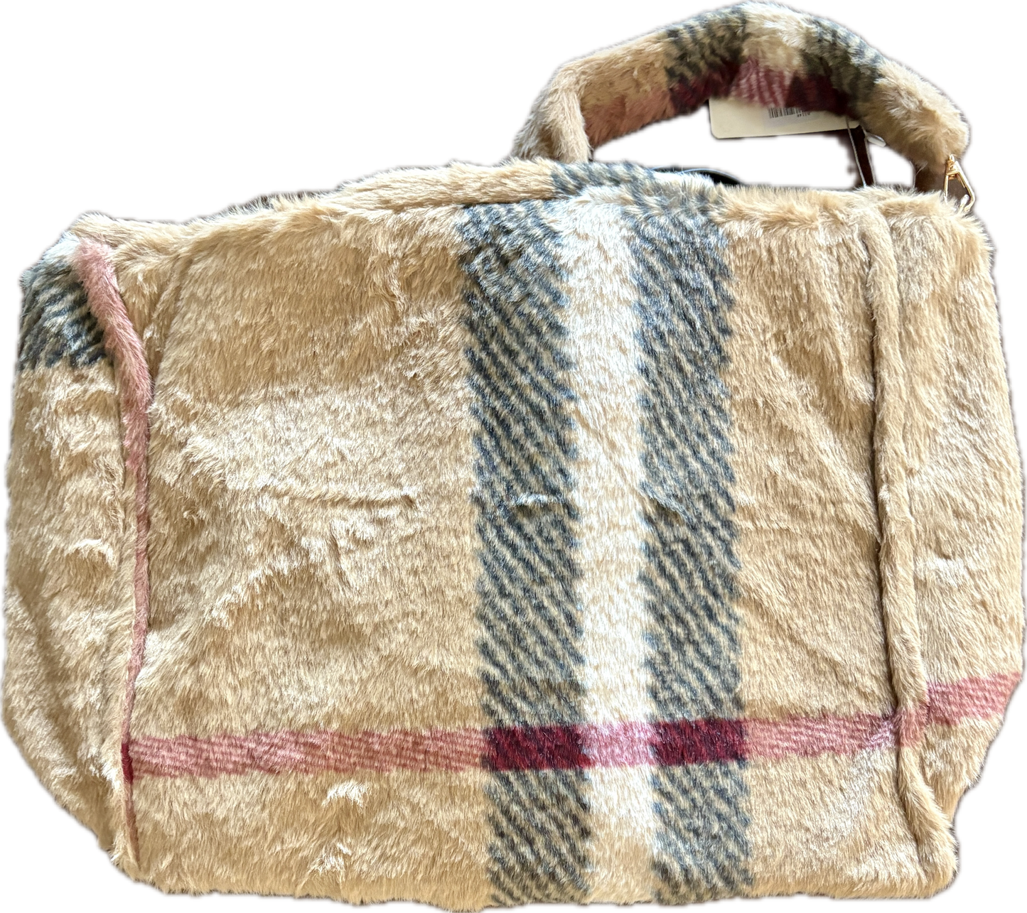 Fuzzy Plaid Handbag