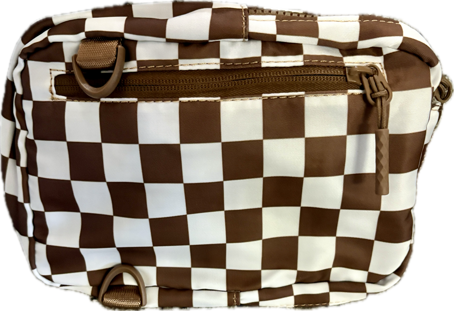 Checkered Canvas Crossbody Handbag