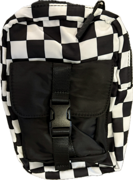 Checkered Canvas Crossbody Handbag