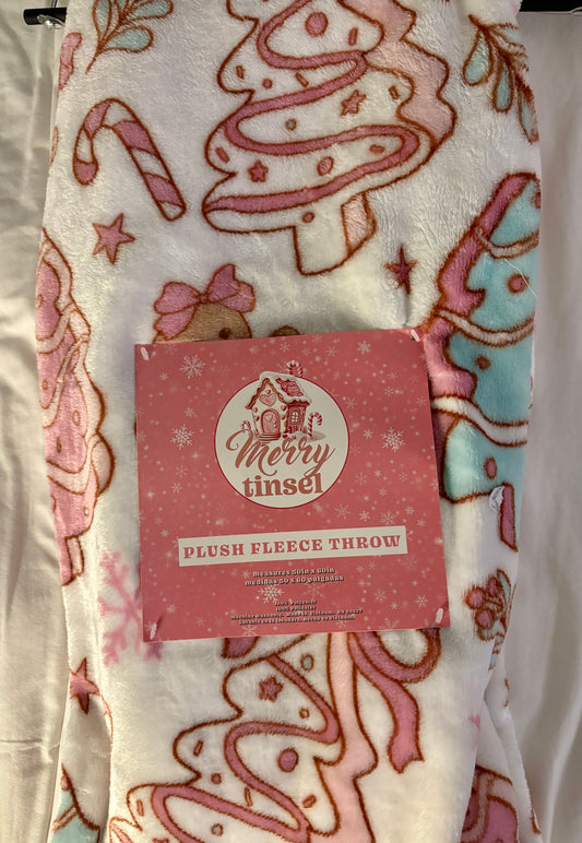 Merry Tinsel Plush Fleece Throw