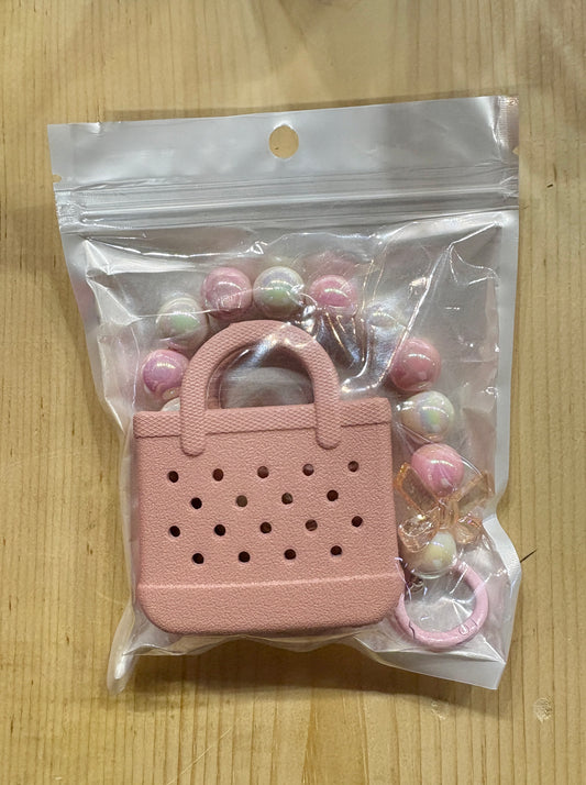 Pink Bag with Beads Bag Charm