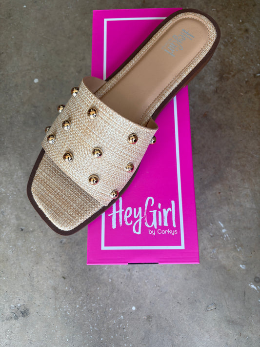 Corky’s Raffia With Pearls “Come Aboard” Sandals