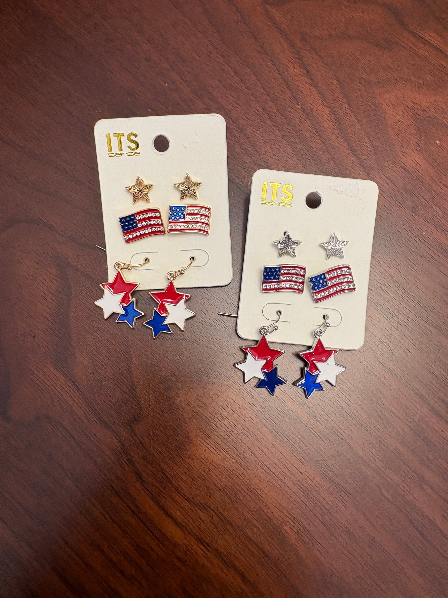Red, White and Blue USA Set of 3 Earrings