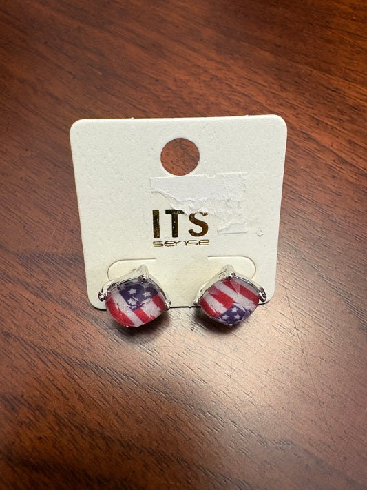 Red, White and Blue Flag Stud Earrings