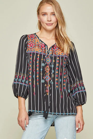 Savannah Jane Aztec Striped Top